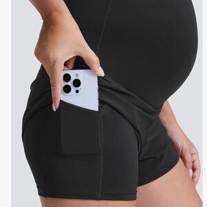 CRZ YOGA Black Bike Shorts with Pocket